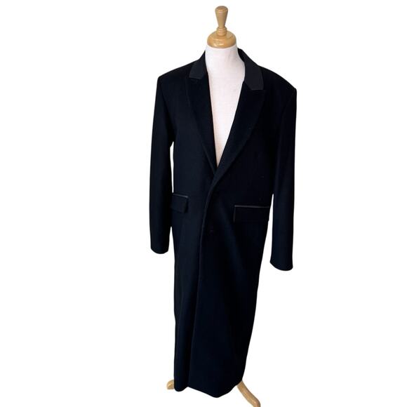 ZARA A/W 2023 Collection 14 Wool Cashmere Long Black Peacoat 8133/724 Small